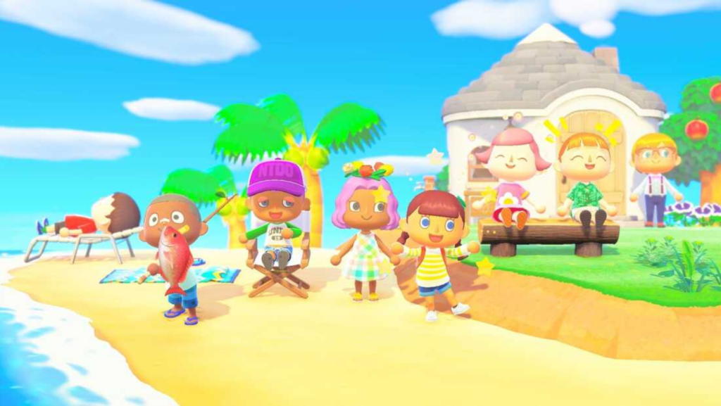 characters on beach animal crossing