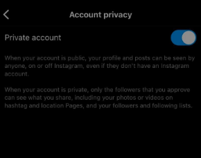 toggle to account privacy 